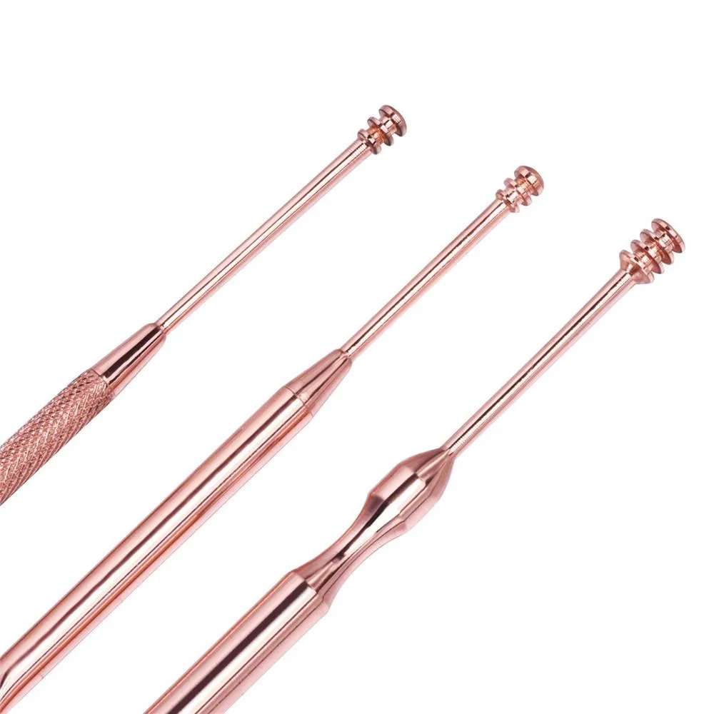 3 Pcs Ear Pick Ear Wax Remover Ear Pick Cleanser kit Rose Gold