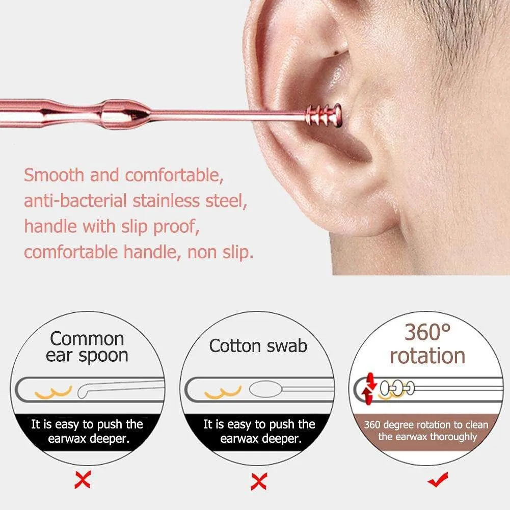3 Pcs Ear Pick Ear Wax Remover Ear Pick Cleanser kit Rose Gold