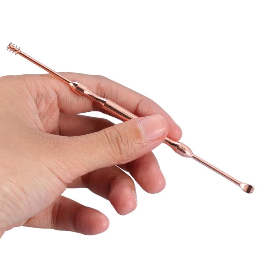 3 Pcs Ear Pick Ear Wax Remover Ear Pick Cleanser kit Rose Gold