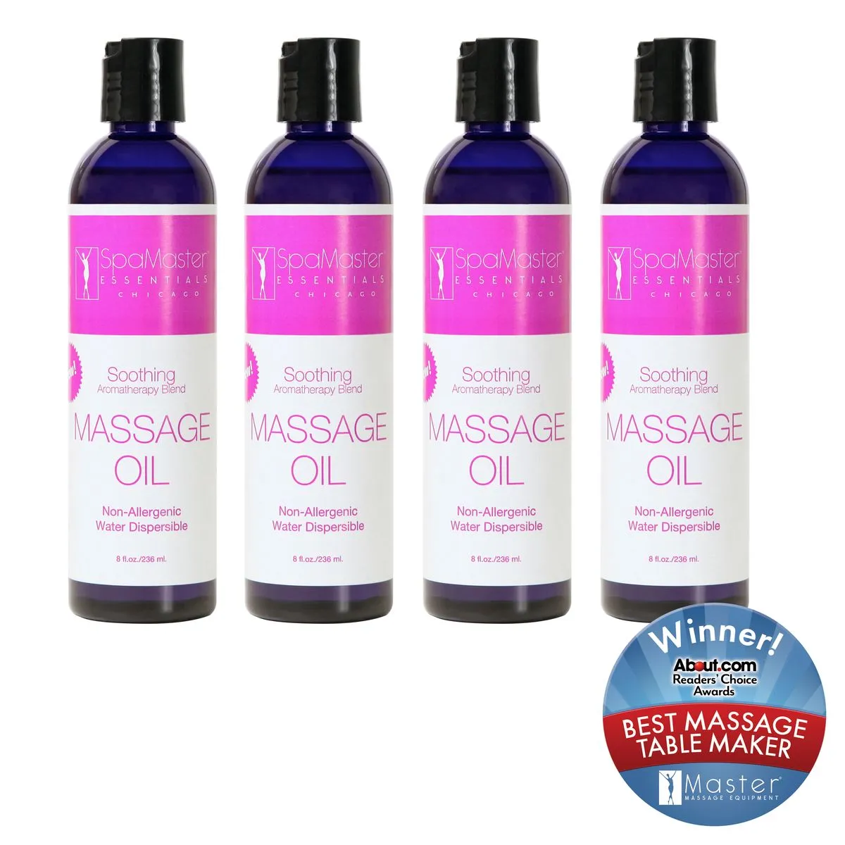 4 Pack 8oz Massage Oil Bottles - Soothing