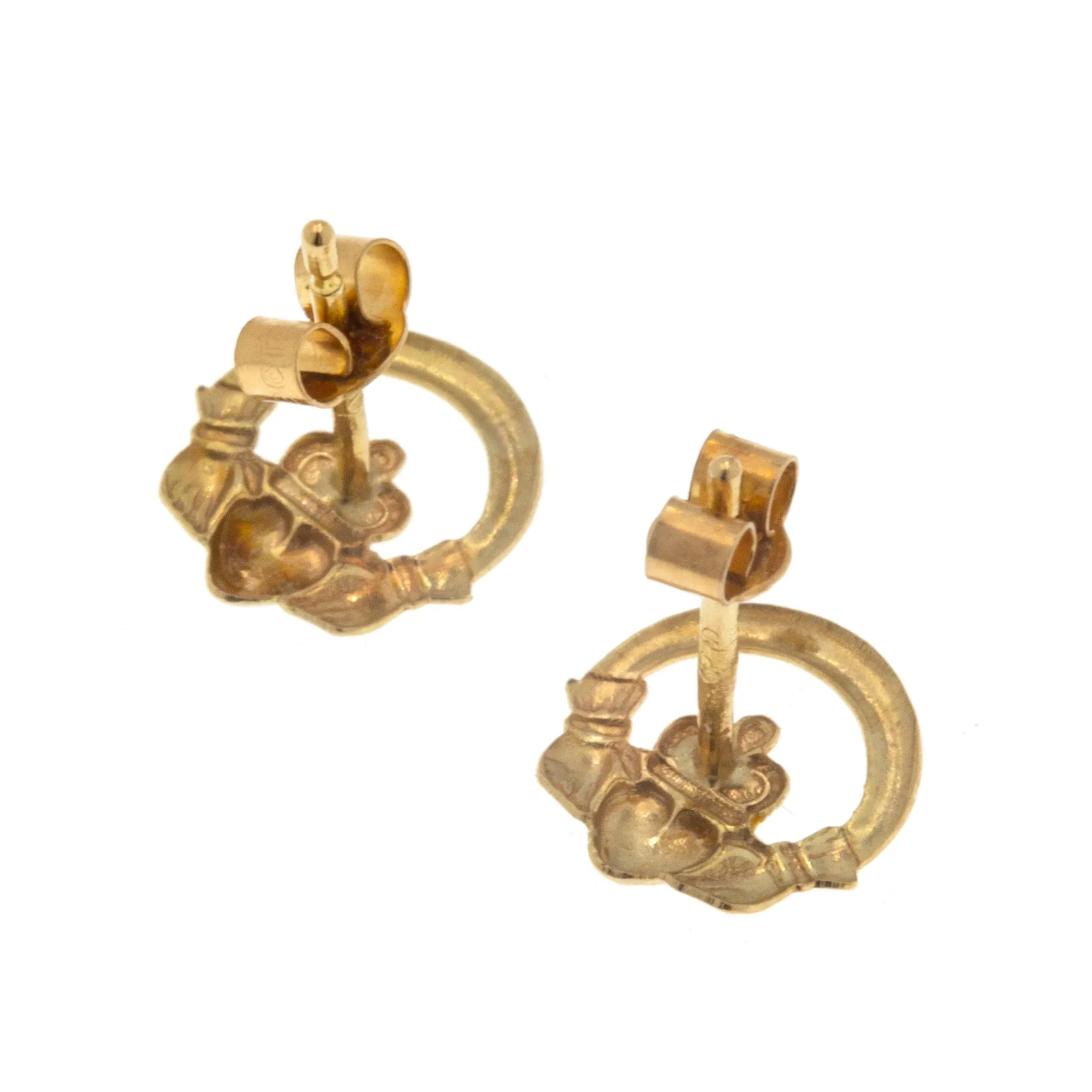 9ct Gold Mini Claddagh Stud Earrings