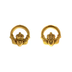 9ct Gold Mini Claddagh Stud Earrings