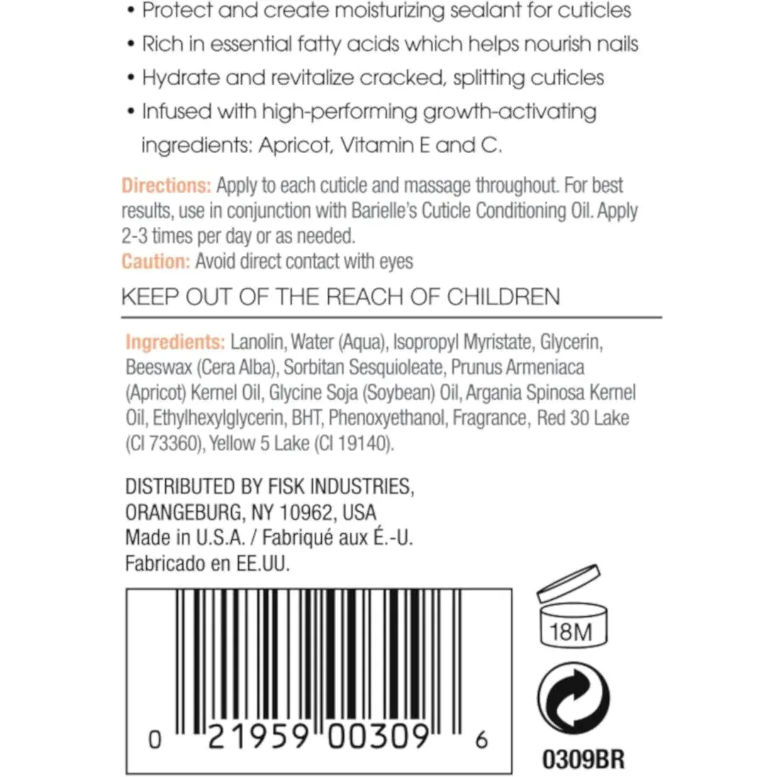 Barielle Cuticle Massage Cream .5 oz. (6-PACK)