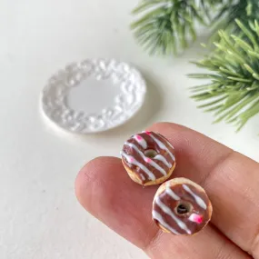 Chocolate Miniature Donut Food Ear Studs