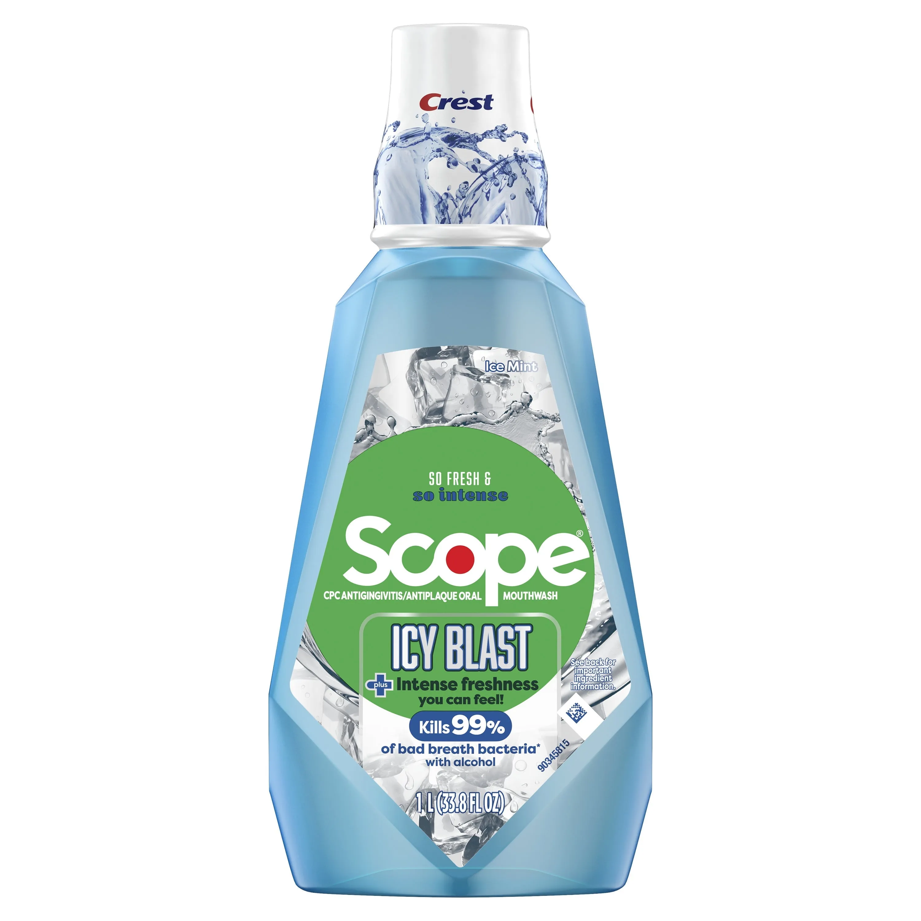 Crest Scope Icy Blast Mouthwash with Alcohol, 1L, 33.8 fl oz