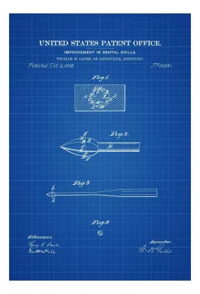 Dental Drill Patent Print 1886 - Dental Office Decor, Dental Hygienist Gift, Dental Art, Dentist Decor, Dental Tools, Dental Assistant Gift