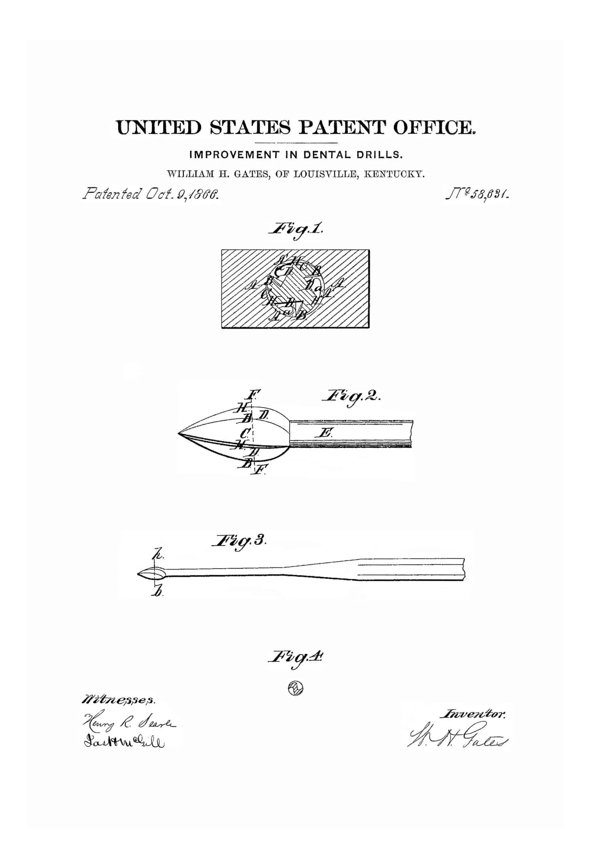 Dental Drill Patent Print 1886 - Dental Office Decor, Dental Hygienist Gift, Dental Art, Dentist Decor, Dental Tools, Dental Assistant Gift