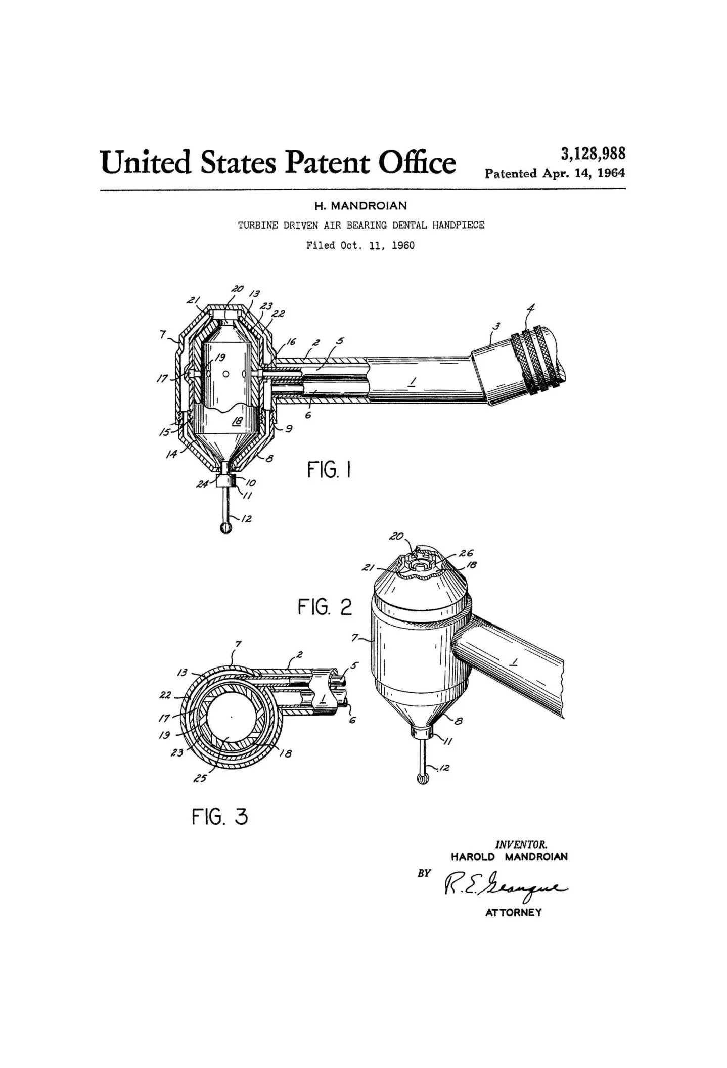 Dental Drill Patent Print - Dental Office Decor, Medical Art, Dental Art, Dentist Decor, Dental Tools, Dental Patent, Dental Drill Handpiece