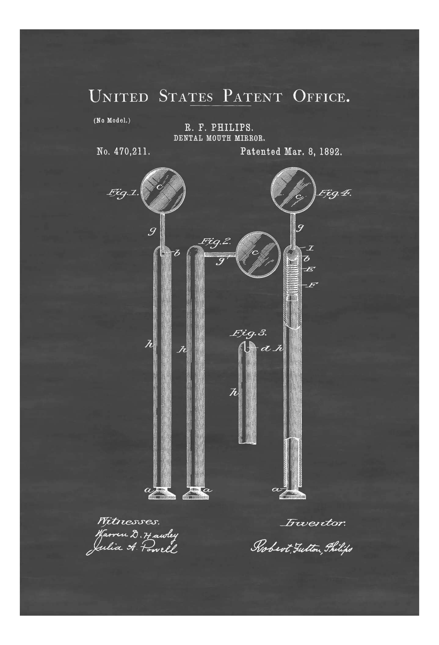 Dental Mirror Patent Print 1892 - Dental Office Decor, Dental Hygienist Gift, Dental Art, Dentist Decor, Dental Tools, Dental Assistant Gift
