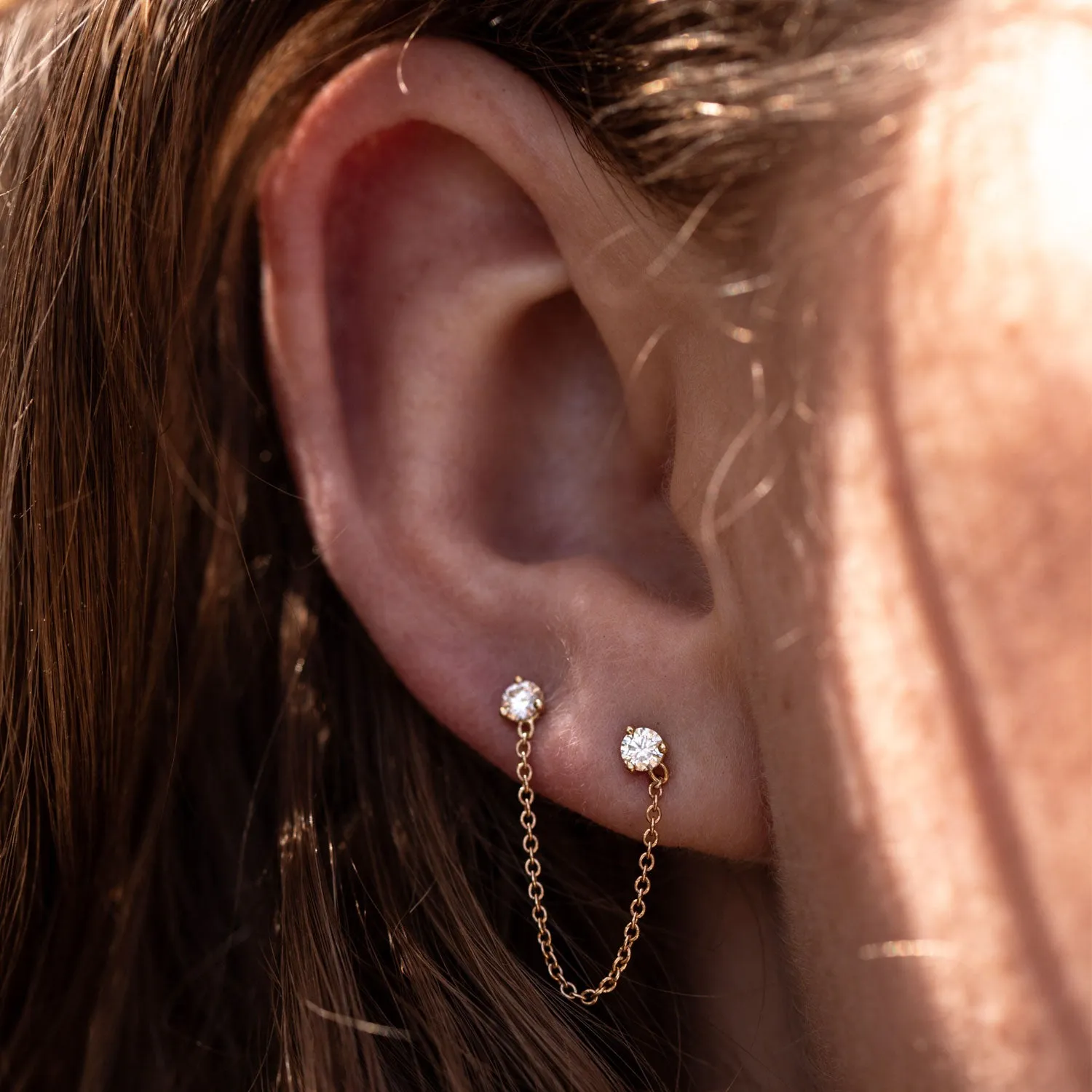 Double Birthstone Chain Earring