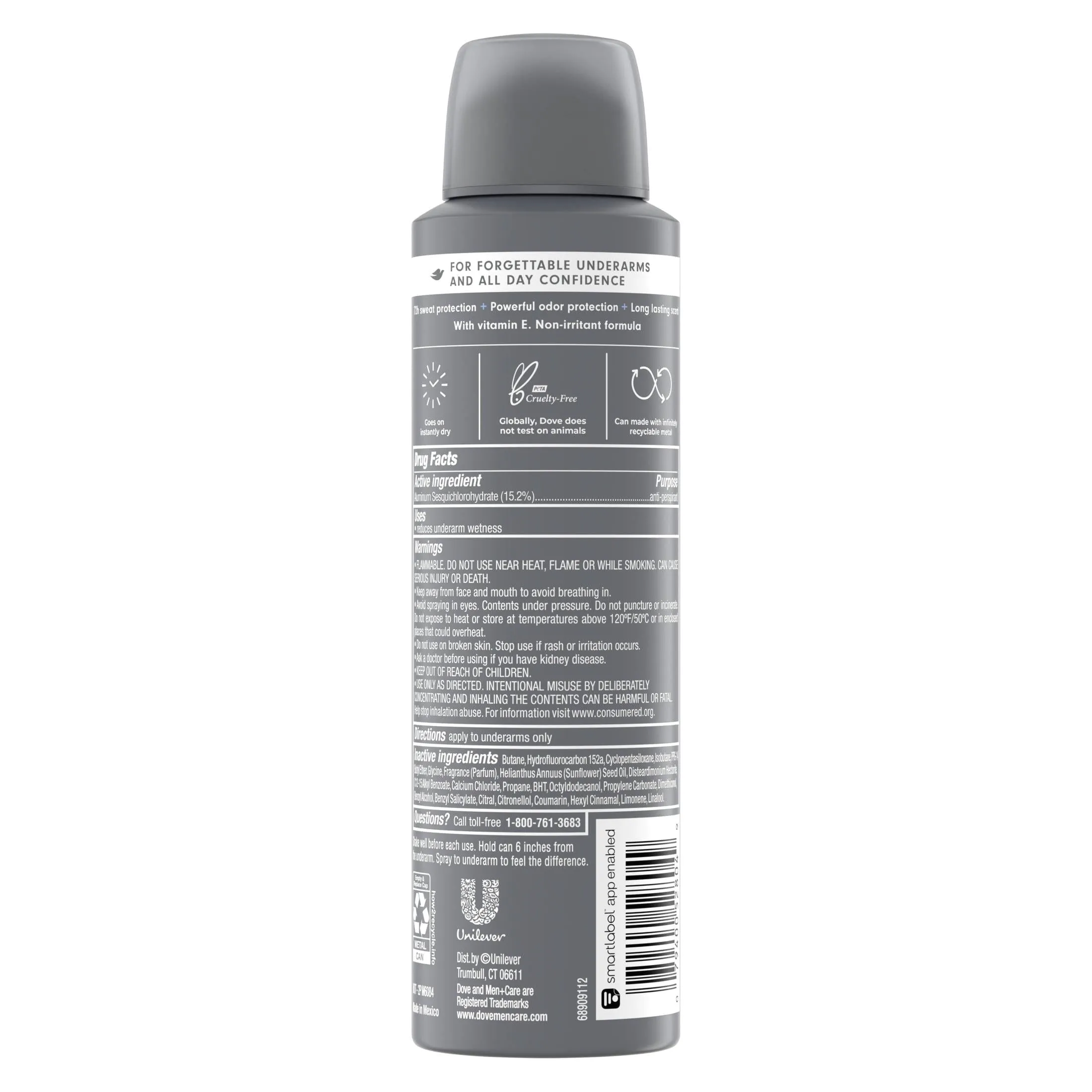 Dove Men Care Long Lasting Antiperspirant Deodorant Dry Spray, Cool Fresh, 3.8 oz