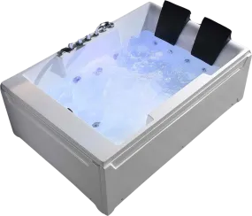 Empava Bathtub 72" Alcove Whirlpool 2-Person with LED Lights and Left Drain Rectangular New