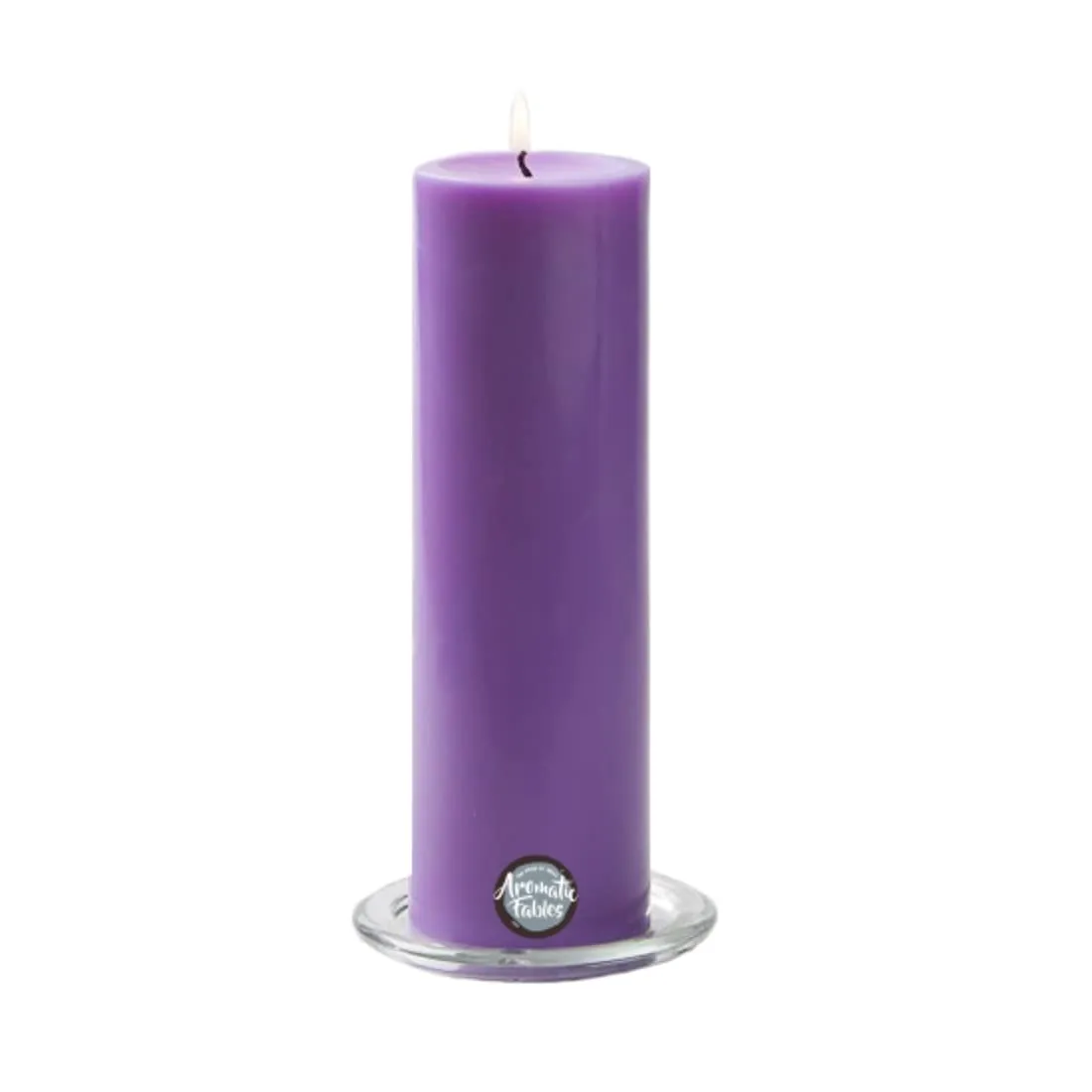 First Row Aromatic Fables Set of 3 Scented Wax Pillar Candles with Round Tray Stand (Lavender, 8x6x3 Inch)