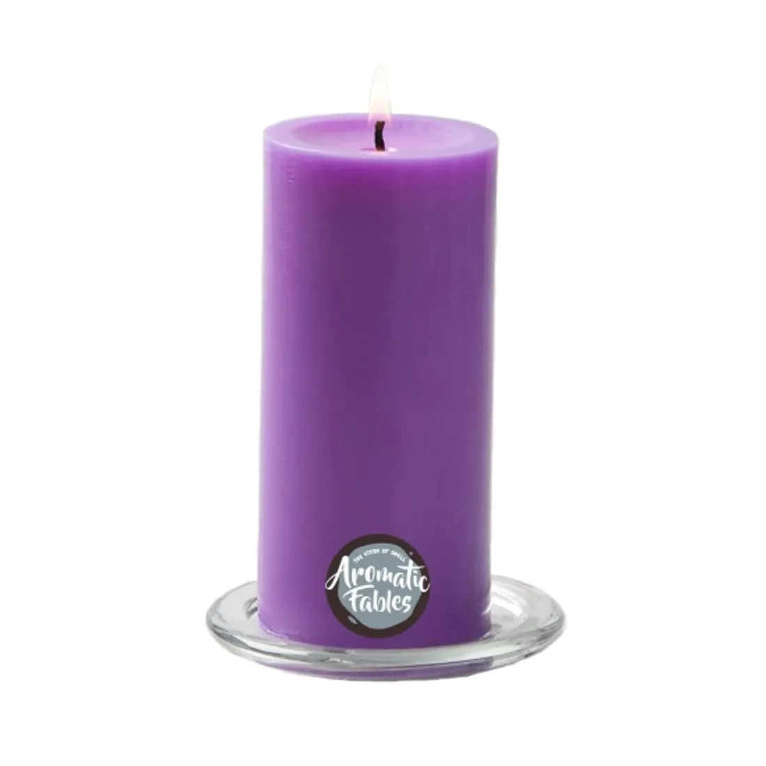 First Row Aromatic Fables Set of 3 Scented Wax Pillar Candles with Round Tray Stand (Lavender, 8x6x3 Inch)