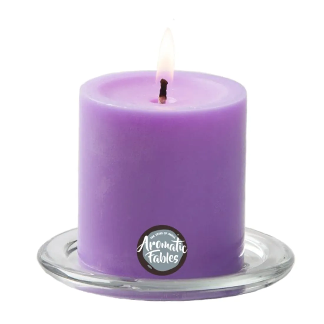 First Row Aromatic Fables Set of 3 Scented Wax Pillar Candles with Round Tray Stand (Lavender, 8x6x3 Inch)