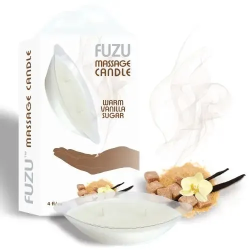 Fuzu Massage Candle Warm Vanilla Sugar White 4 oz.