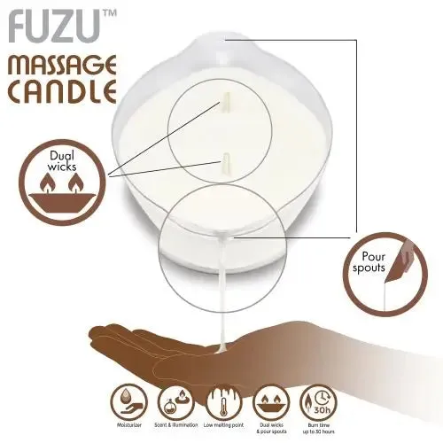 Fuzu Massage Candle Warm Vanilla Sugar White 4 oz.
