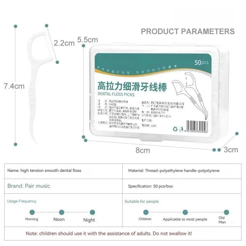 High-Tension Dental Floss Sticks: Plaque Removal on-the-go