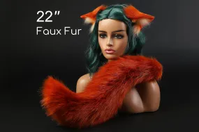 orange fox tail plug and ear neko ear and tail set neko cosplay anime wolf tail buttplug and ear kitten ear and tail plug mature