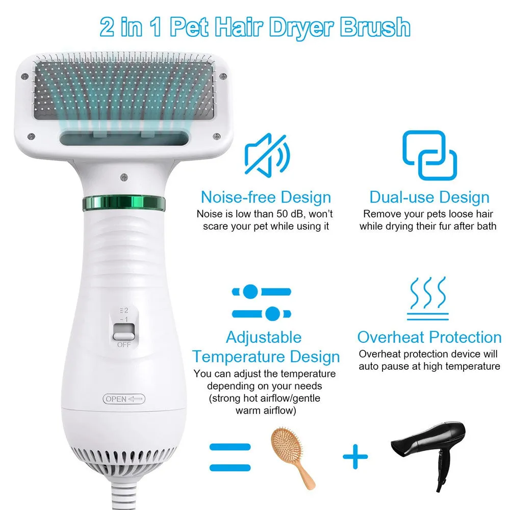 Portable 2-In-1 Hair Dryer For Dogs Adjust Temperature Low Noise Pet Dryer