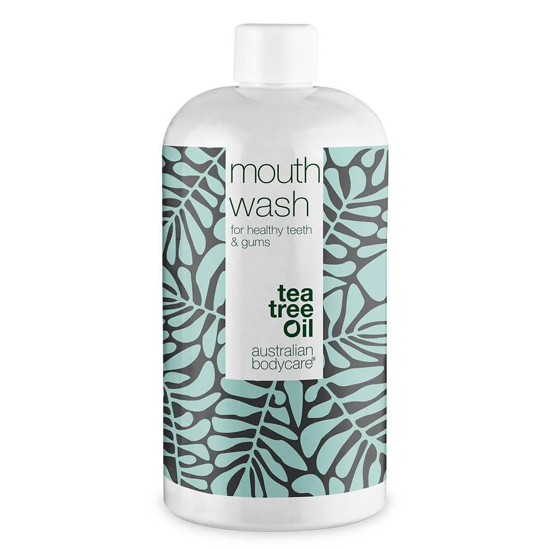 Tea Tree Oil Mouth Wash for a good oral hygiene — Against bad breath and for the daily care of gingivitis, oral thrush and periodontitis