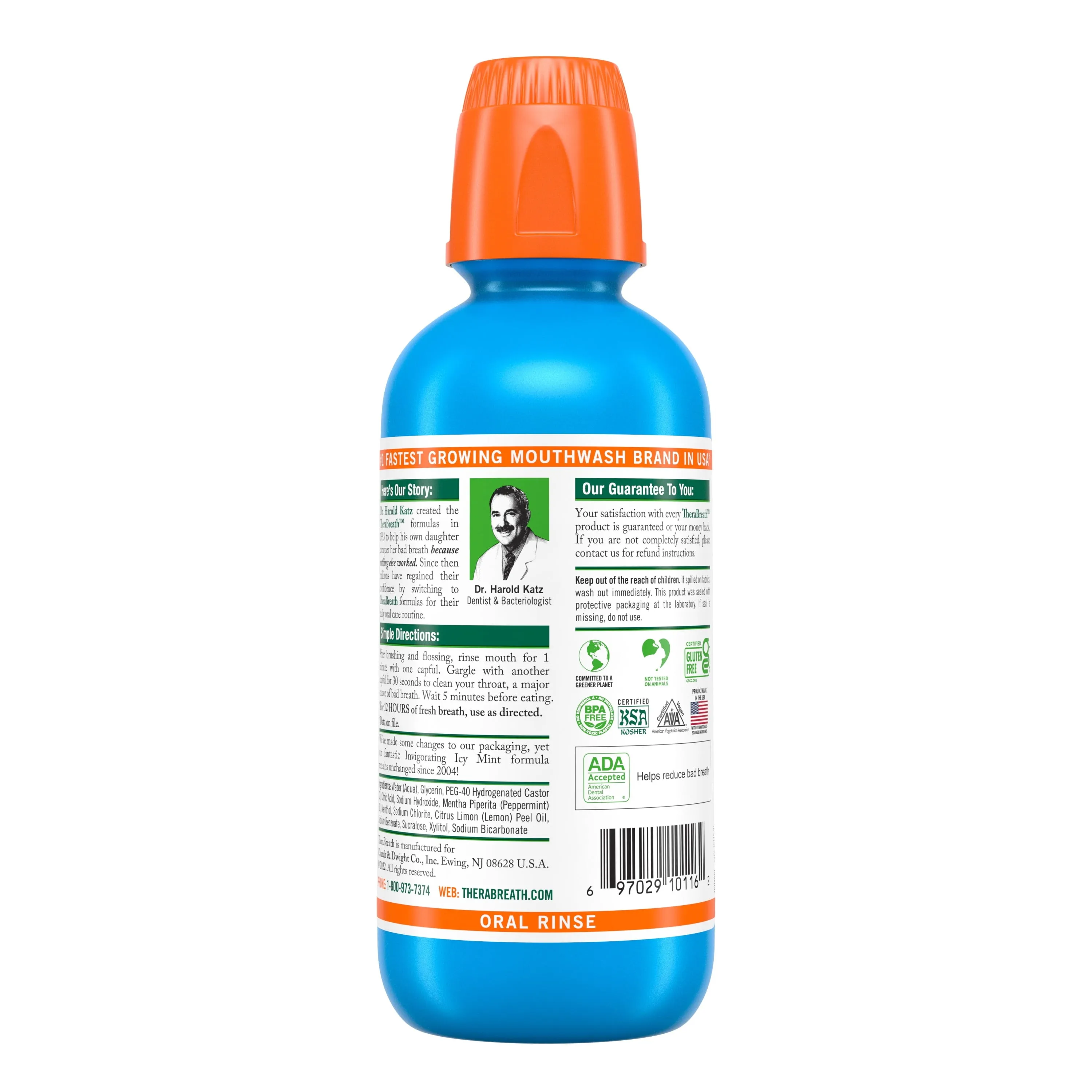 TheraBreath Fresh Breath Mouthwash, Icy Mint, Alcohol-Free, 16 fl oz