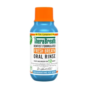 TheraBreath Fresh Breath Mouthwash, Icy Mint, Alcohol-Free, Travel Size, 3 fl oz
