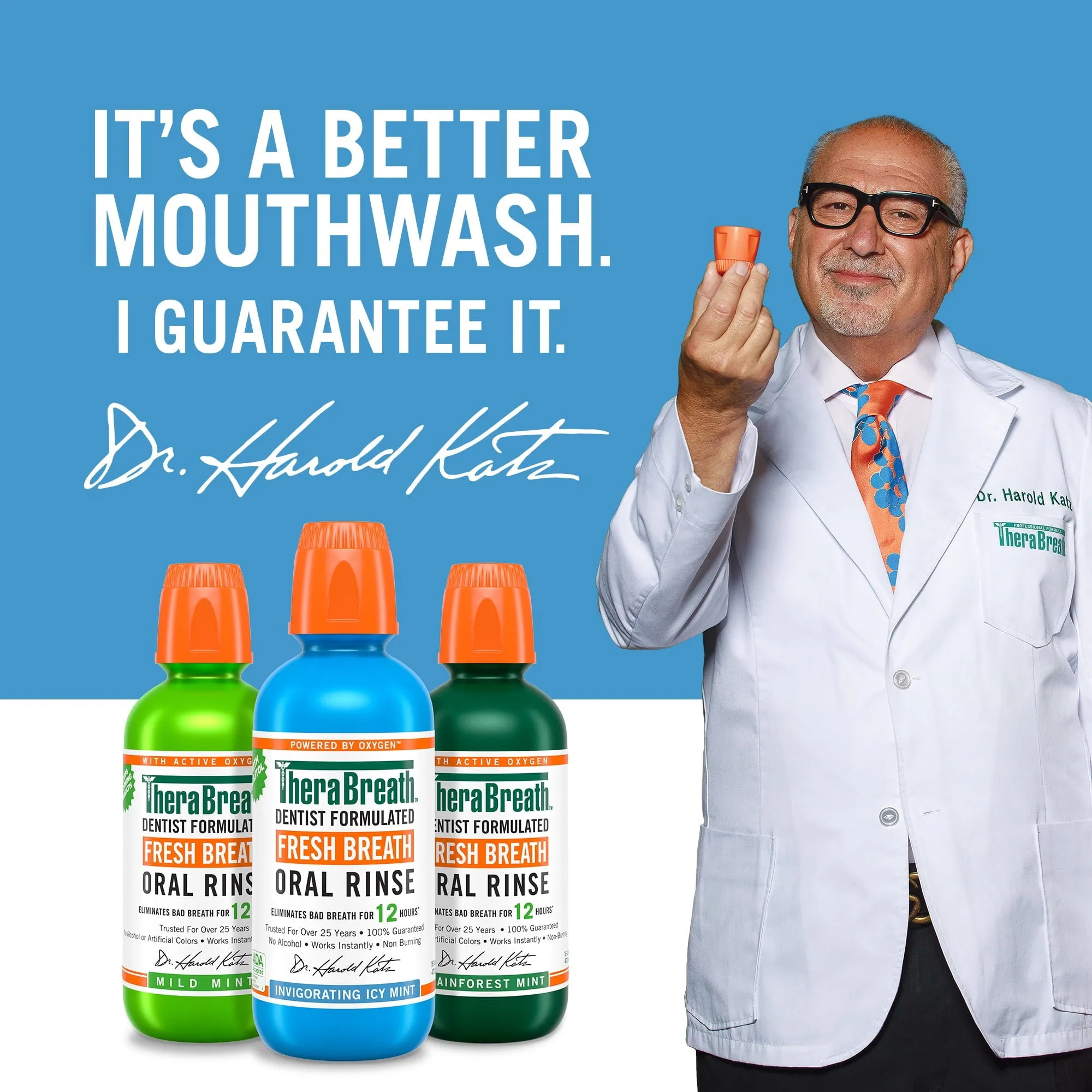 TheraBreath Fresh Breath Mouthwash, Icy Mint, Alcohol-Free, Travel Size, 3 fl oz