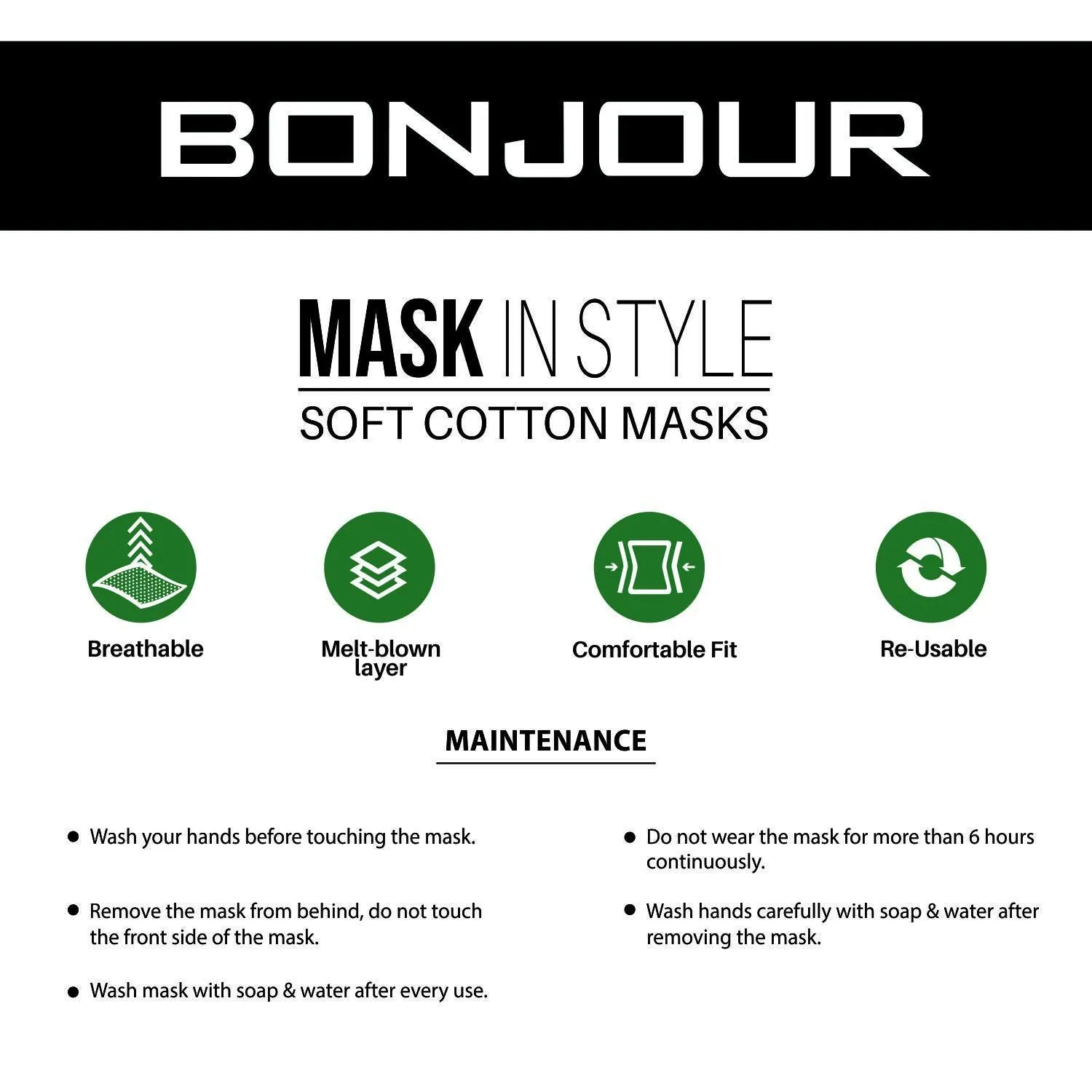 Women's Printed Cotton Face Mask  - Pack of 3