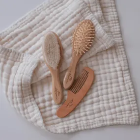 wooden baby brush   comb set